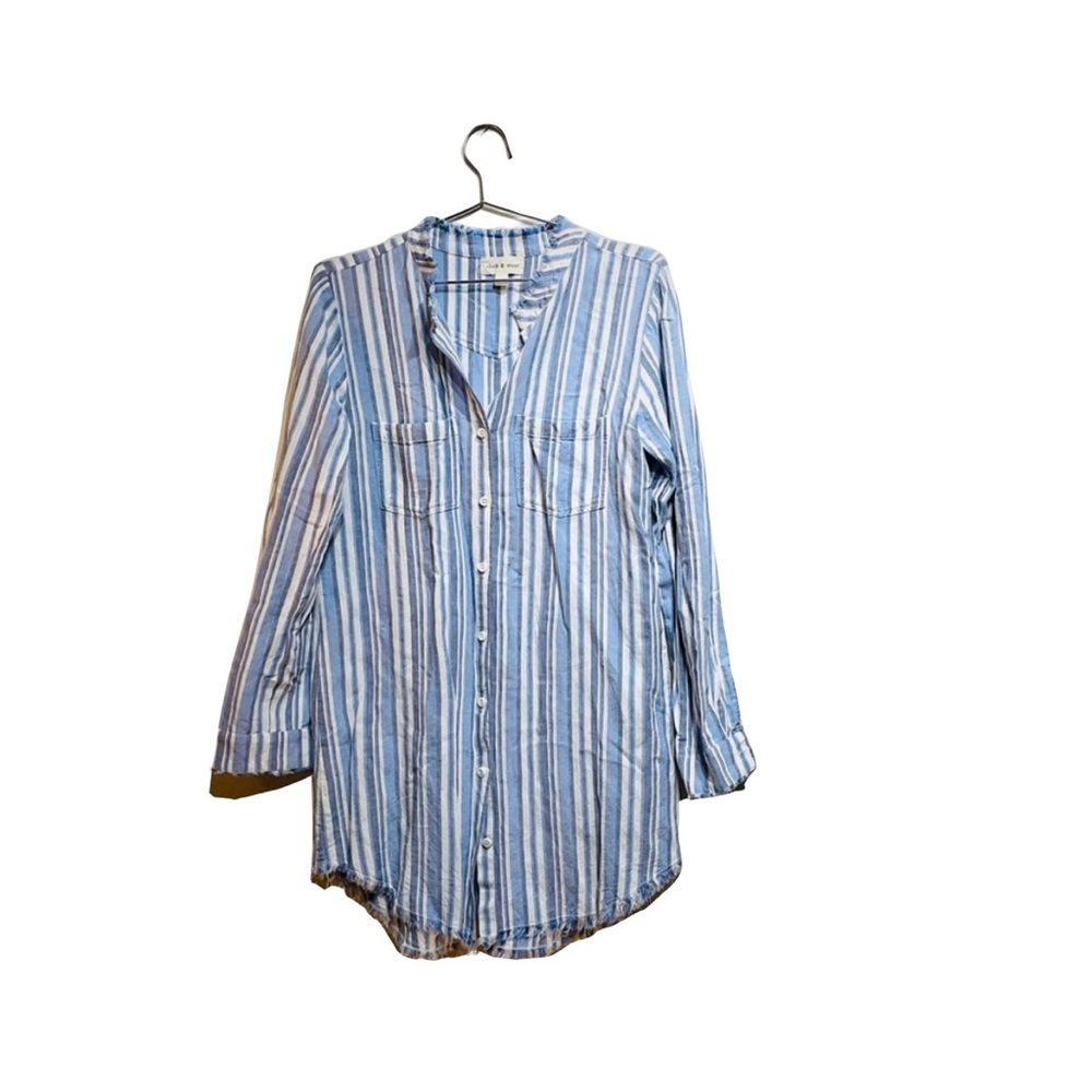 Cloth & Stone Blue Striped Tunic Top Dress Size S. Beach Oversized Shirt